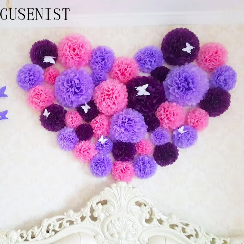 pompon 10cm Tissue Paper Pom Poms Flower Balls for wedding room Decoration Party Supplies diy craft paper flower