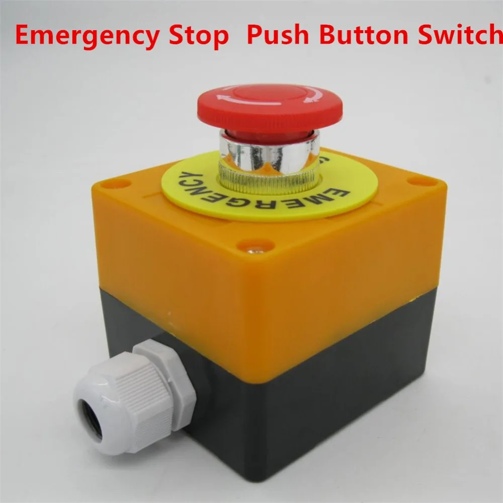 

Red Mushroom Cap Plastic Shell DPST Emergency Stop Push Button Switch AC660V 10A Equipment Lift Elevator Latching e-stop switch