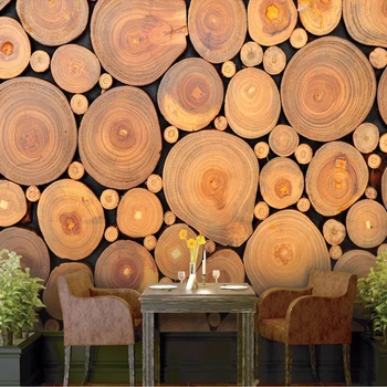 

Custom Mural Wallpaper 3D Non-woven Wood Grain Growth Rings European Retro Wall Decorations Living Room Bed Room Wallpaper 3D
