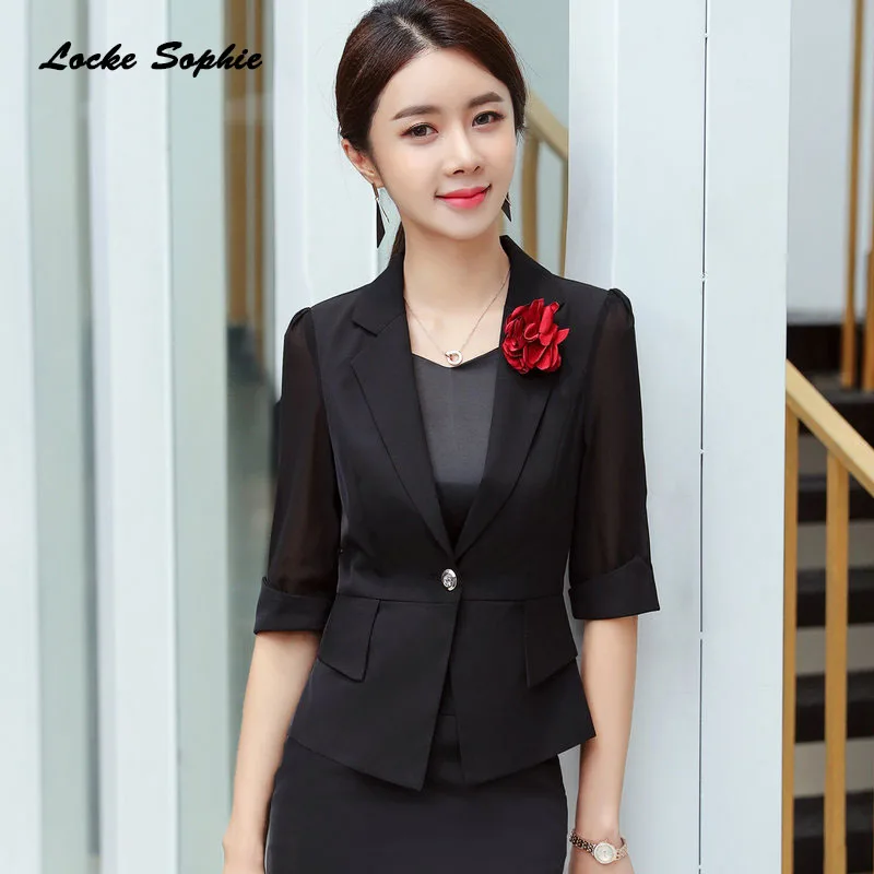 1pcs Women Plus size Blazers coats 2019 Summer cotton Single button hollow Small Suits jackets ladies Skinny Blazers Suits coats