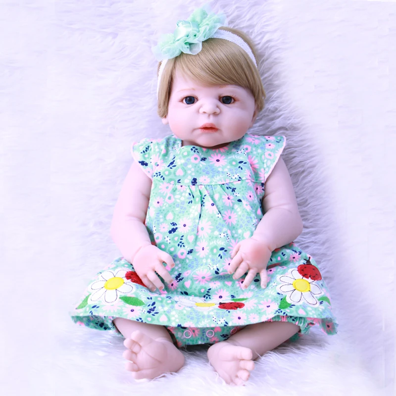 Кукла 23 дюйма силиконовая reborn baby для девочек блонд волосы парик кукла принцессы