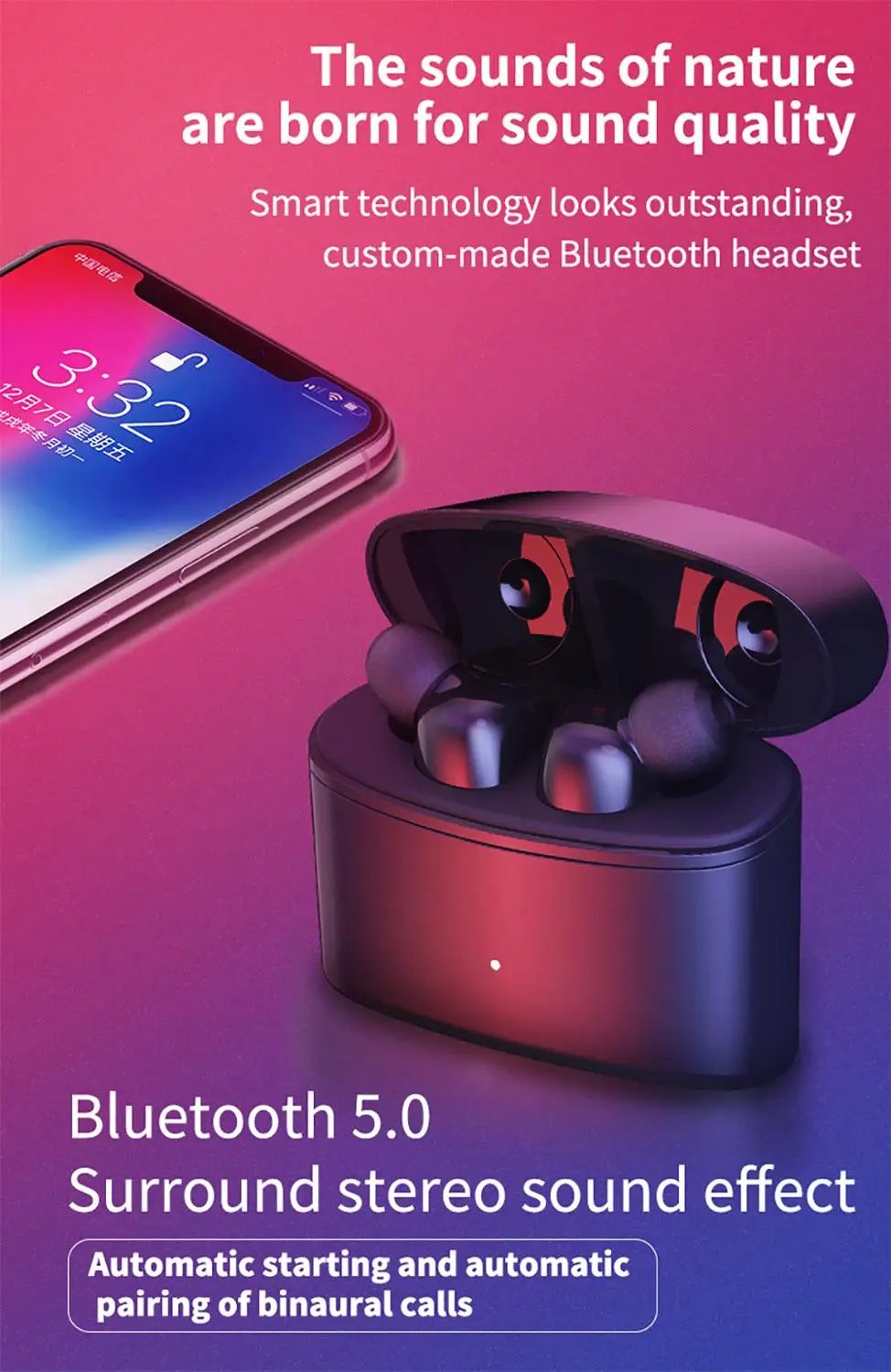 Sluchawki Bluetooth ecouteurs Новое поступление IPX5 Водонепроницаемый TWS T6 гарнитура 5,0 стерео истинный беспроводной fones аурикулярная