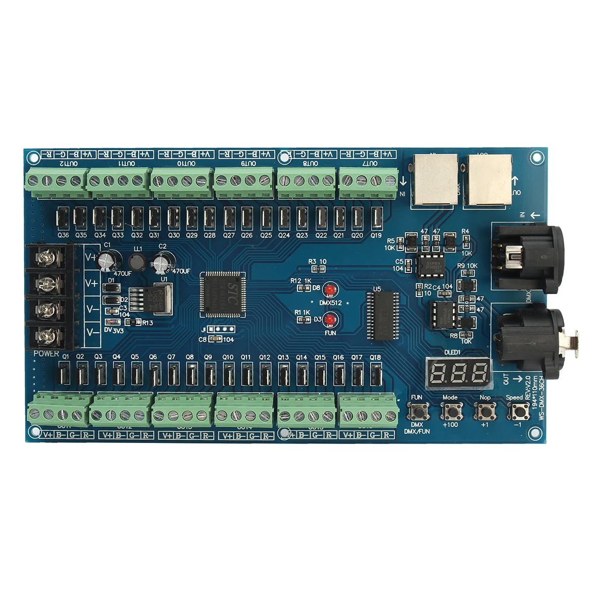 

LEORY DC 5-24V 36 Channel DMX 512 Controller XRL 3P DMX Lighting LED Controller Decoder Dimmer For RGB LED Strip Lamp Driver