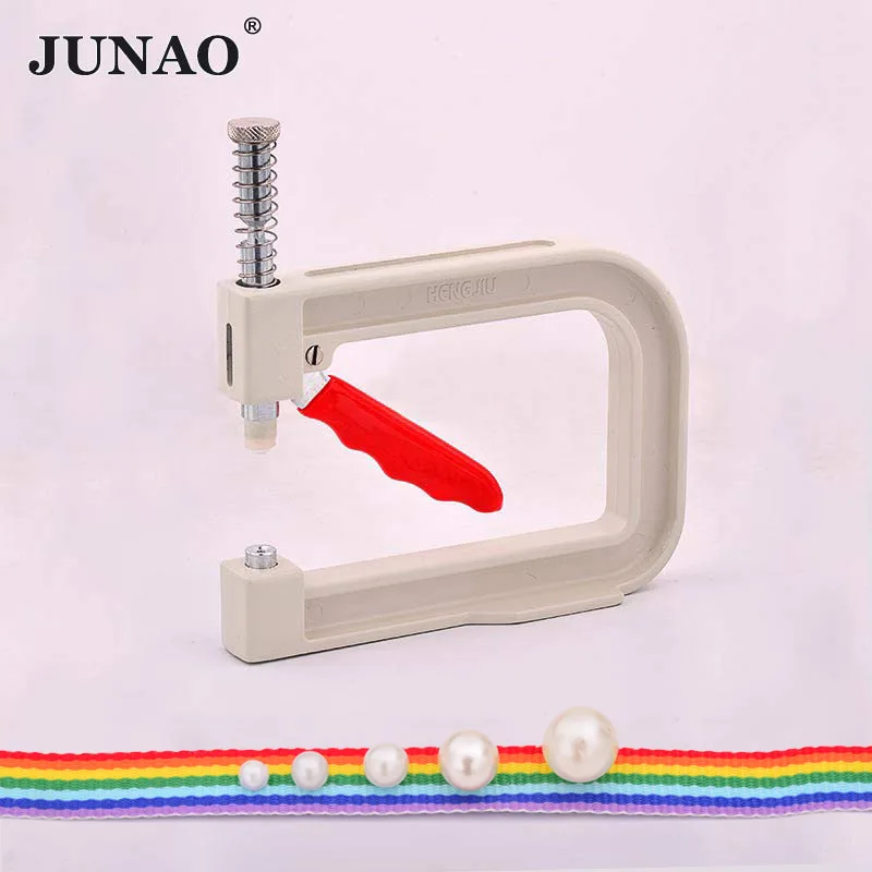 JUNAO 1 Set Manual Nailed Bead Machine Clothing Manual Pearl Cap Bead Rivet Craft for DIY Repair