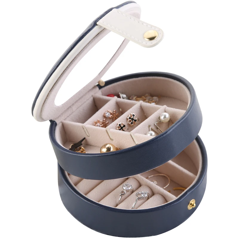 

Jewelry Casket Cosmetic Storage Box Makeup Packing Organizer Multi-function Earrings Ring Container Case Portable Leather travel