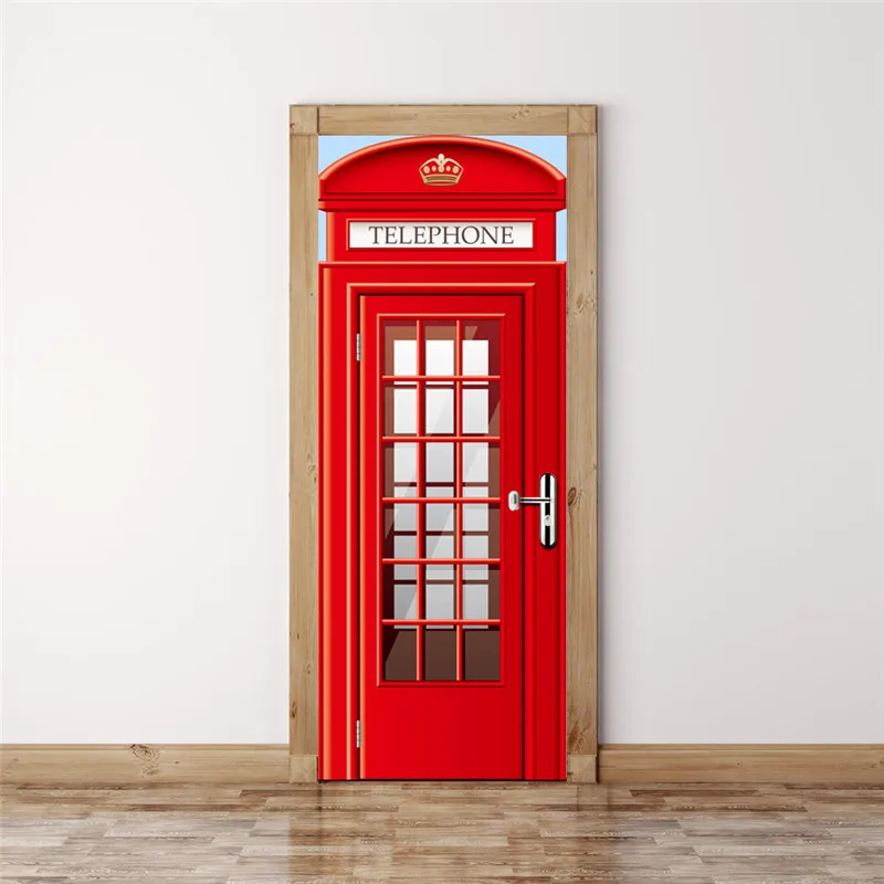 Британский Лондон, красная телефонная будка, спортивный автомобиль, Биг Бен, Классическая дверная наклейка, сделай сам, Фреска, домашний декор, плакат, ПВХ, водонепроницаемая наклейка