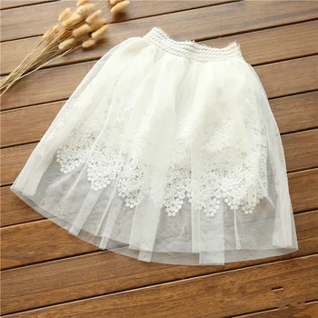 

Spring Summer New Gauze of The Girls Skirts Children's Clothing Wholesale Lace Decoration Lily White Skirt for Little Girl