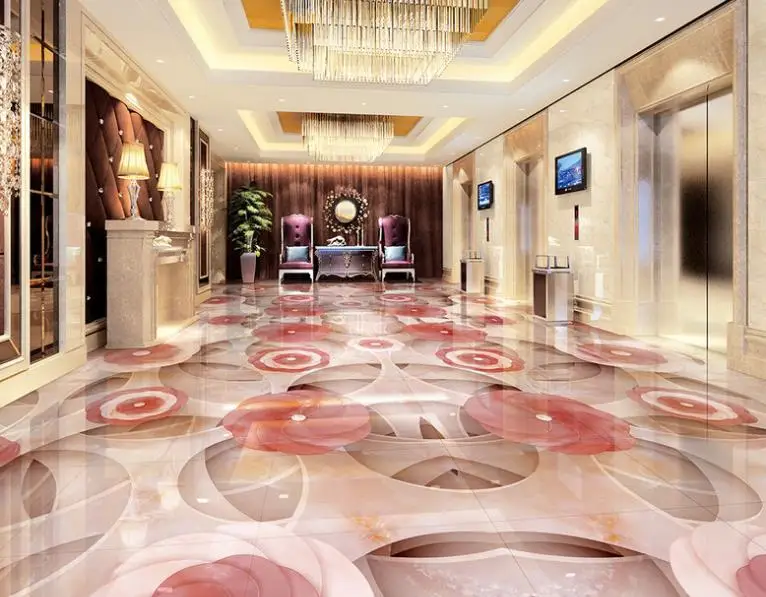 

luxury 3d flooring Abstract pattern wallpapers for living room Stone pattern parquet 3d floor tiles