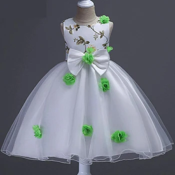 

CAILENI Girls Dress Big Bow Flower Baby Dresses Mesh Children Party Ball Gown Wedding Frocks Kids Birthday Clothing for Girl