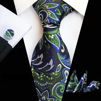 

Unique Design Business Men's Tie Set 2020 Fashion Classic Navy Blue Mens Tie Stripe Silk Jaquard Necktie Set Hanky Cufflinks