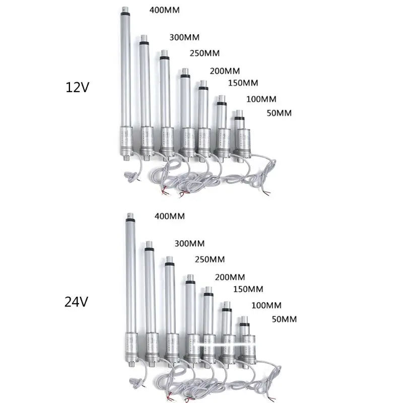 12 V/24 V DC электрический линейный привод для мотора контроллера 30 мм/сек. 300N Ход 50/100/150/200/250/300/350/400 мм