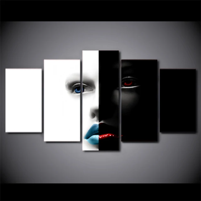 5 Pcs Set Framed Hd Printed Black White Abstract Art Face Wall 5 Pcs Set Framed Hd Printed Black White Abstract Art Face Wall Canvas Modern Print Painting Poster Picture For Home Decor
