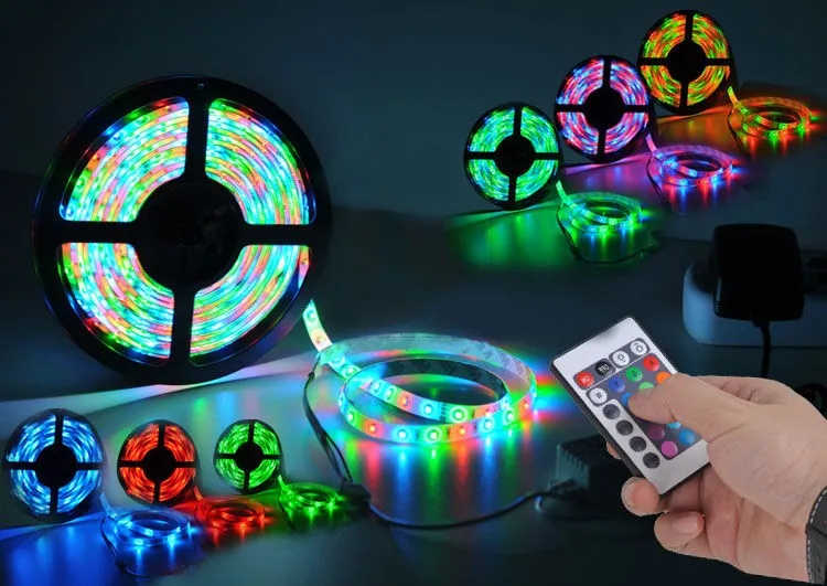 5 м/рулон RGB Светодиодная лента 5050 SMD 300 светодиодный s 60 Светодиодный s/M Рождественская гирлянда свет+ 24 ключа ИК контроллер+ 12 В 3A адаптер питания