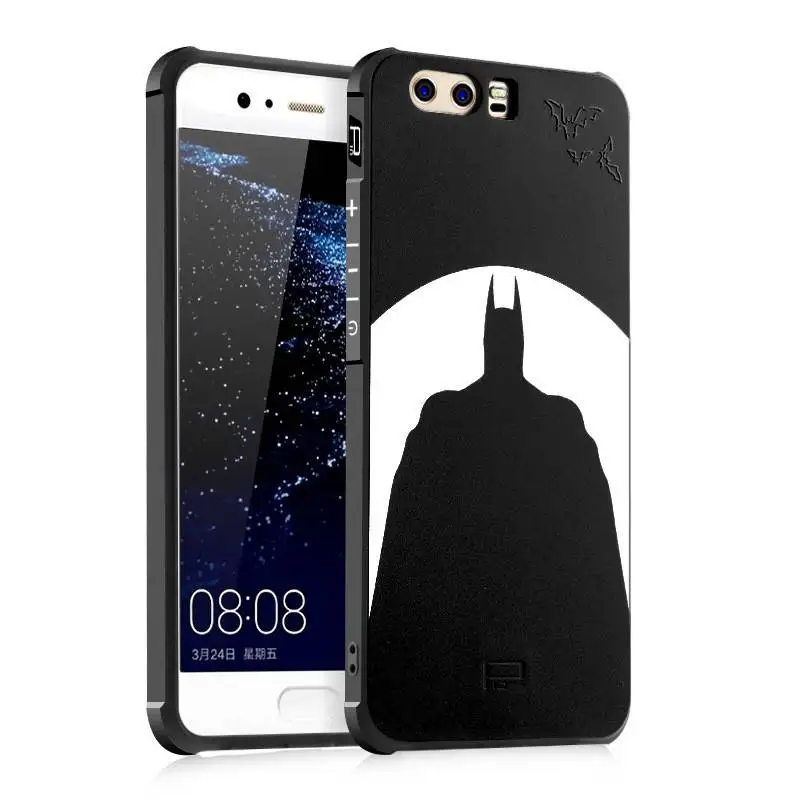 Black Man Skull Lights For Huawei P10 P 10 Plus Case 3D Carving Painted Matte Soft Phone Back Cover Silicone Coque Lite | Мобильные