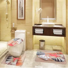 3 шт. морских раковин фланель набор туалетных принадлежностей из Ванная комната коврик+ туалетный коврик+ туалет крышка, колпаки