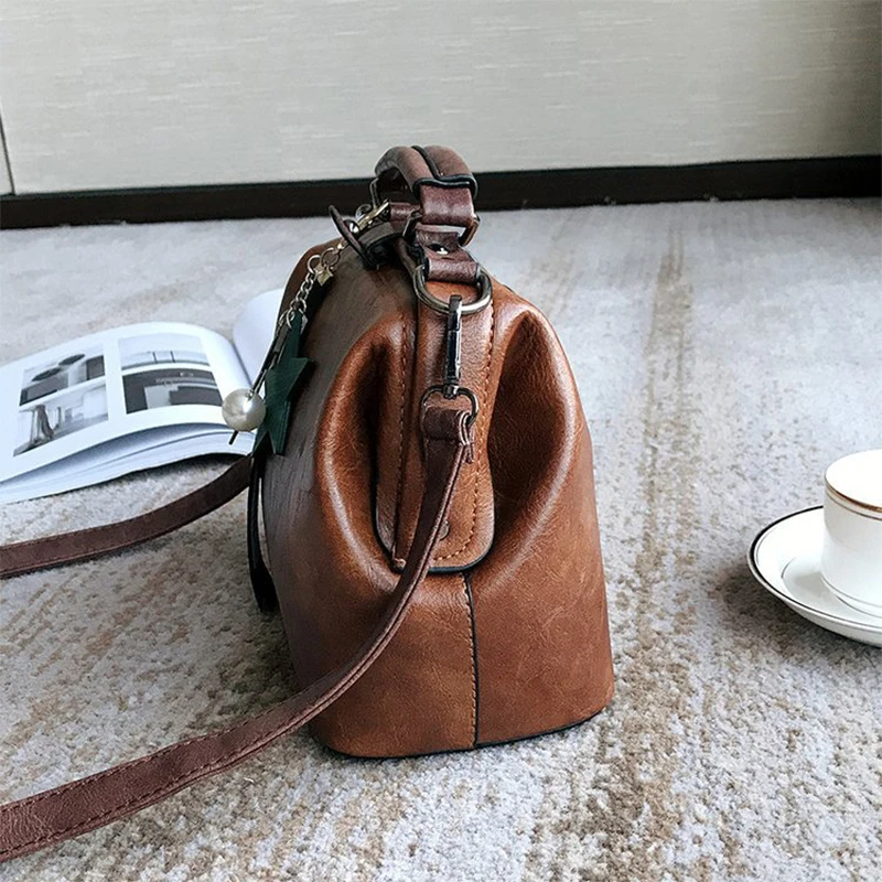  Women Handbag Leather Shoulder Bag Female Doctor Crossbody Hand Totes Star Pendant Tassel Rivets Ca - 32903059497