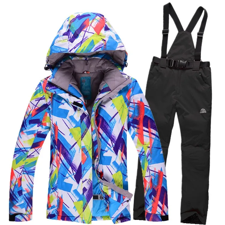 Зимний женский лыжный костюм, водонепроницаемый женский лыжный комплект, утолщенная дышащая куртка для сноуборда+ штаны yw