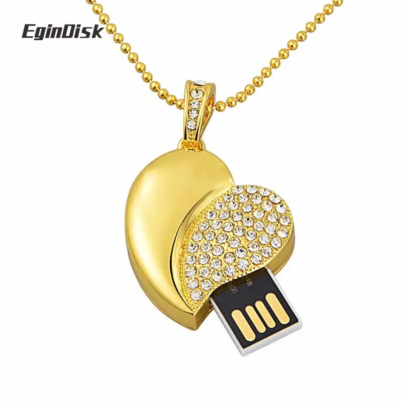 

Gift Pendrive Necklace Pendant Disk On Key 8gb 16gb 32gb 64GB Usb Flash Drive Crystal Diamond Sweet Heart Memory Stick