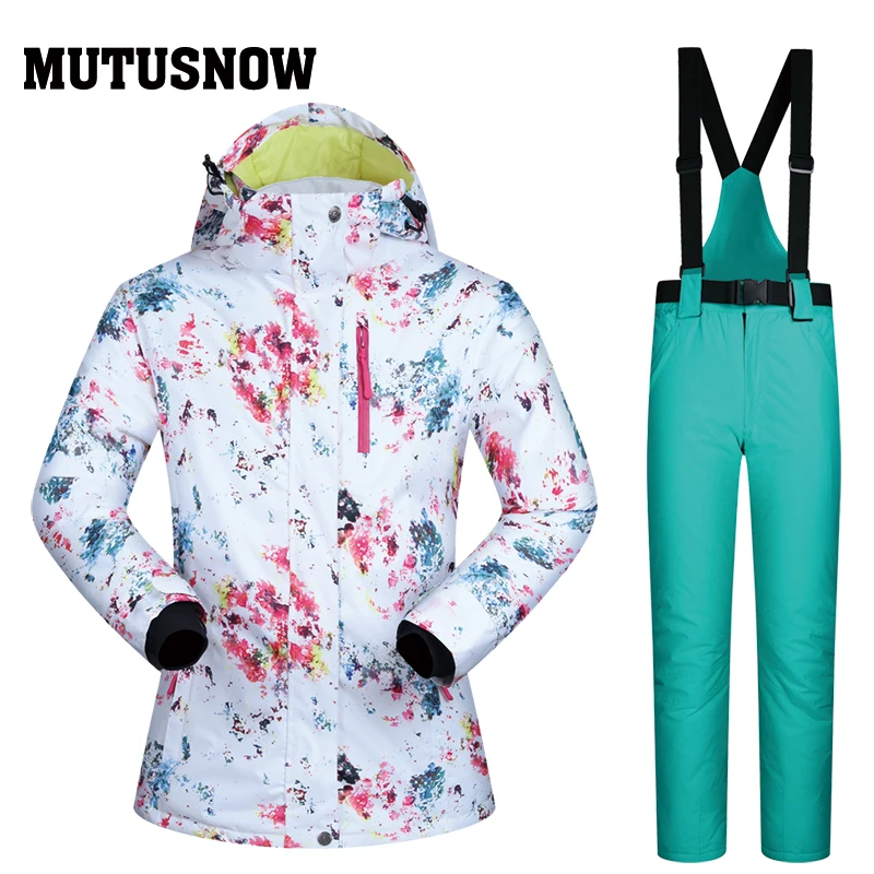 2019 جديد جودة عالية المرأة على الجليد الدعاوى مجموعة يندبروف ماء الدفء تنفس الشتاء تزلج جاكيت وسروال التزلج