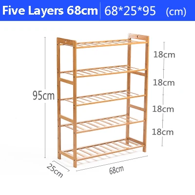 Вешалки для обуви бамбуковые сборные типа из твердой древесины Многослойные Специальное предложение вешалки для обуви комнаты из натурального дерева полки для дома - Цвет: Five layer 70CM