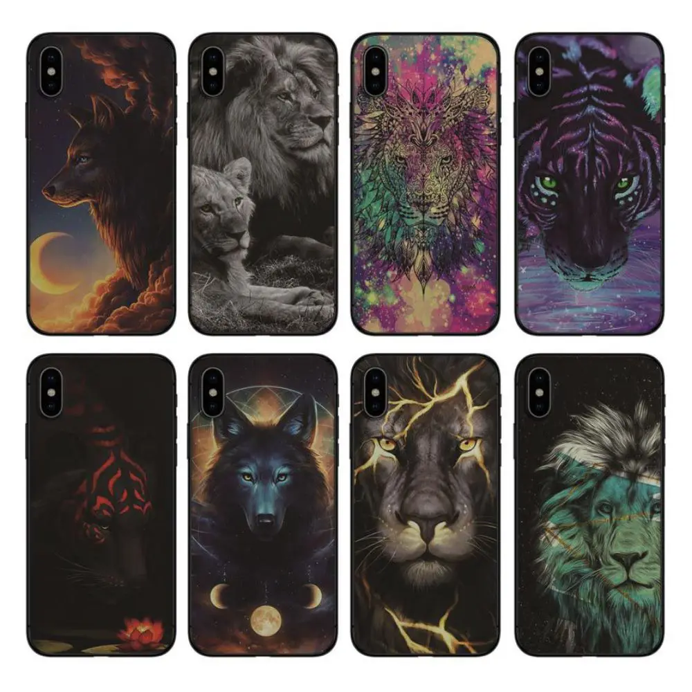 

OUTMIX Abstract animal avatar lion wolf Tiger Pattern Cases Printed Capa Back Shell For iPhone X 10 XS max XR 6S 6 7 8 Plus case