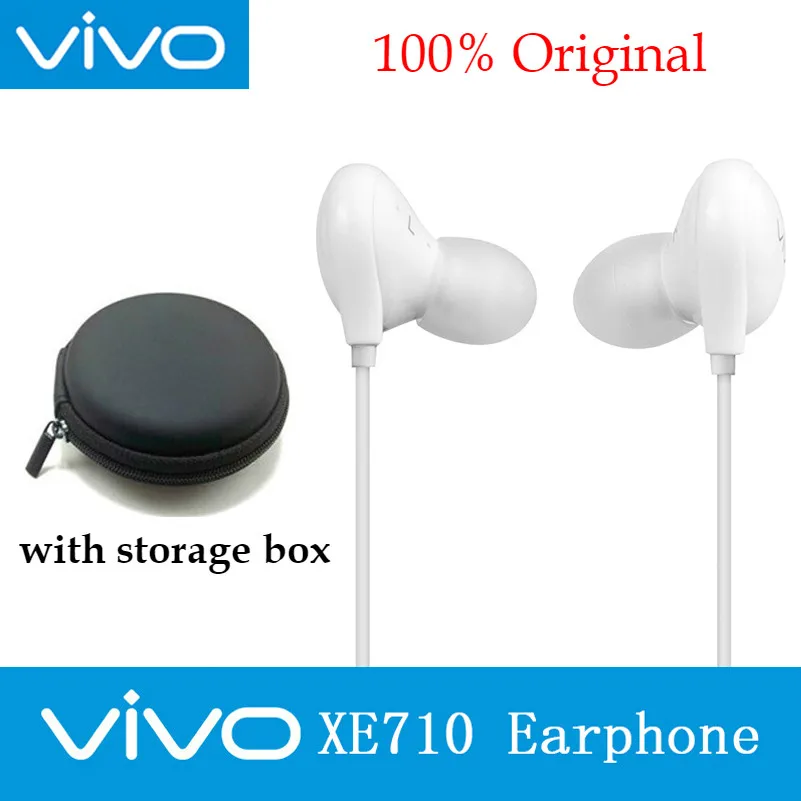 

VIVO original XE710 earphone Storage Box Hi-Fi sound with 3.5mm Plug Wire Controller earphone for VIVO X9plus X20 X21 X23 Nex