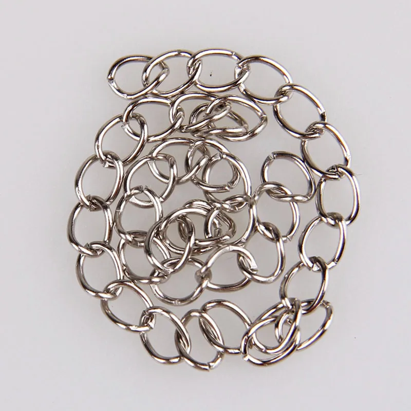 50 шт 0,7x3,6x5 мм цепочки для ожерелья оптом для самостоятельного изготовления ювелирных изделий золотого/серебряного цвета металлическая железная открытая цепочка для ожерелья, сумки - Цвет: White K