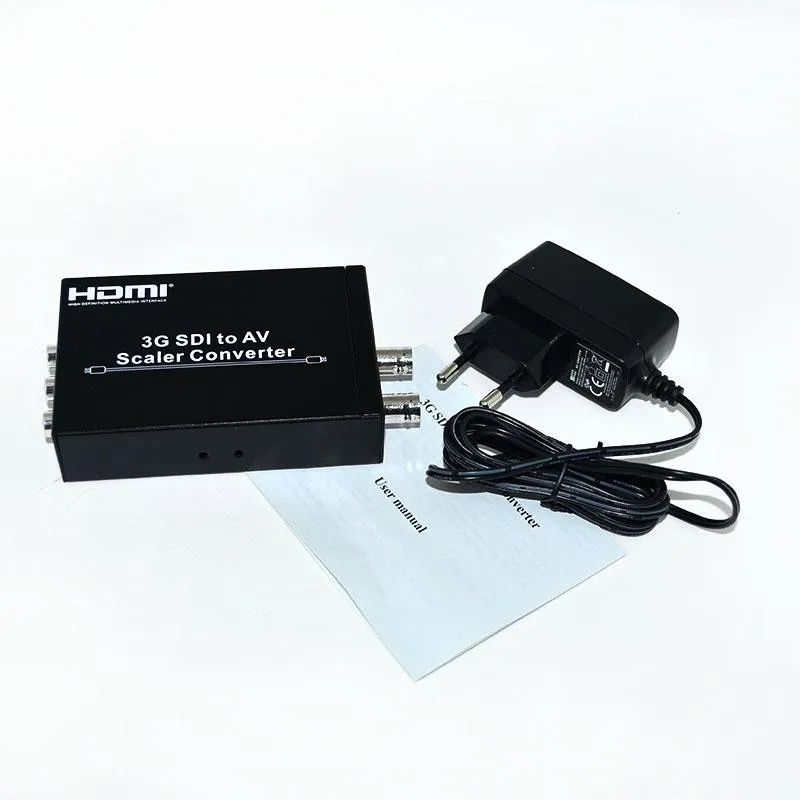 

New 3G SDI to AV Scaler Converter 3G/HD/SD SDI to R/L RCA Adapter Converter with EU/US Plug free shipping