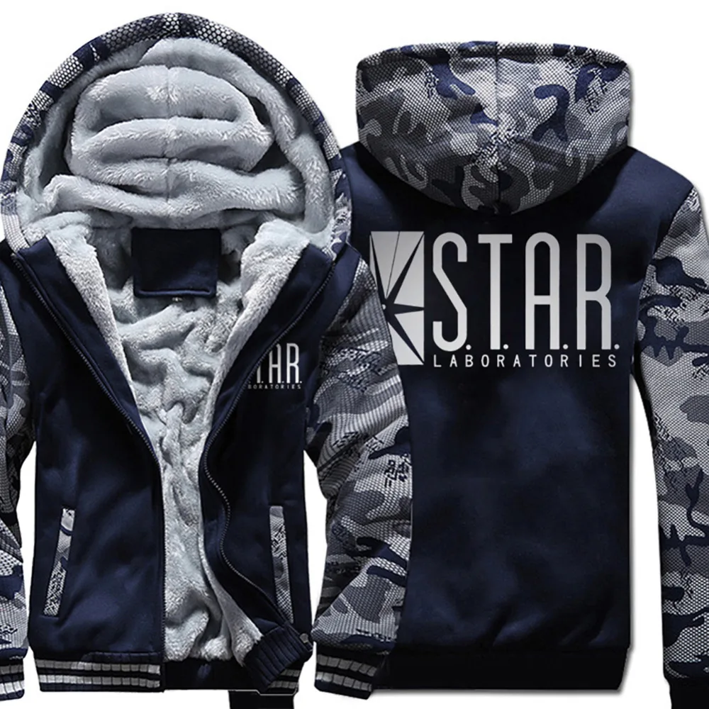 

New High Quanlity Star Hoodie Men Cartoon Sweatshirts Coat 2018 Winter Warm Fleece Thick Print Camouflage Jacket Streetwear