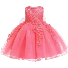 Платье для маленьких девочек; кружевное платье с цветочным узором для крещения; платья для девочек; одежда для первого дня рождения, свадьбы