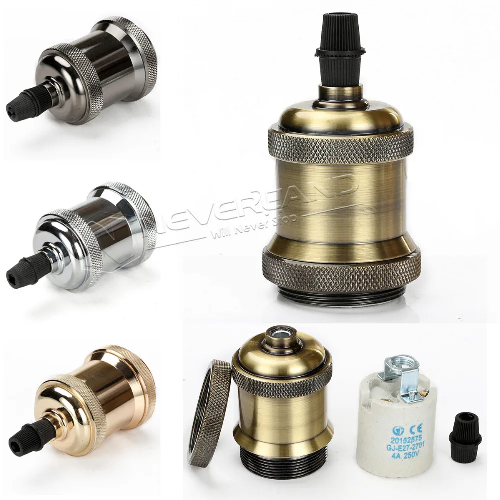 

Antique Retro Vintage Edison E27 Screw Bulb Aluminum Brass Base Lamp Bulb Holder Pendant Lighting Socket Ceiling Light Adaptor
