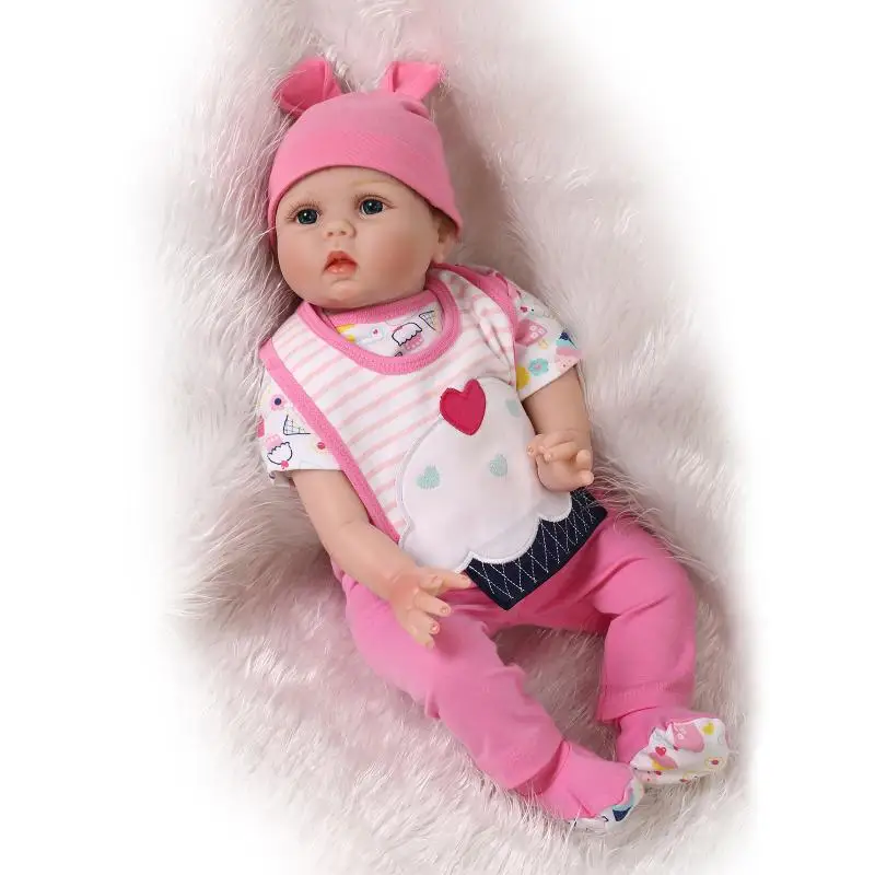 

NPK Silicone Reborn Baby Doll Girls 55CM Newborn Babies Pink Princess Fashion Doll Toy 2019 Lifelike Baby Doll For Children Gift