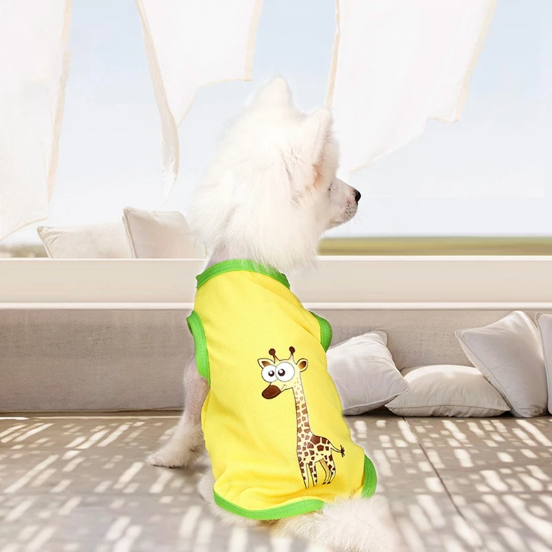 

Pet Dogs Cat Cartoon Vest Monkey Giraffe T-shirt Clothes For Puppy Breathable Summer Vests For Chihuahua French Bulldog