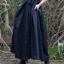 Cakucool, новинка, Женская юбка в японском стиле, осенняя, асимметричная, дизайнерская, в черную полоску, с рваными краями, уличная, миди, юбки для женщин