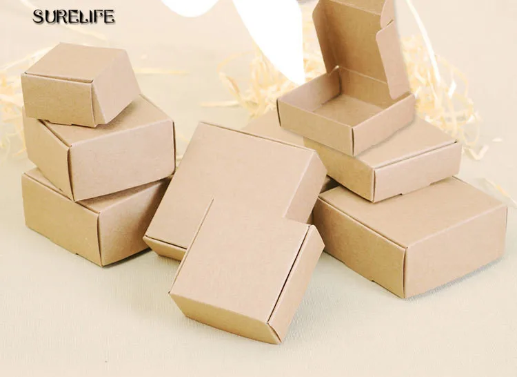

100pcs Small Kraft paper gift packaging box,kraft cardboard handmade soap candy box,personalized craft paper gift box