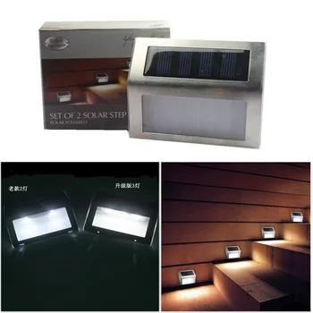 

Solar Power Garden Household Energy Street Stainless Steel 3LED Lamp Solar Staircase Step Stairs Way Wall Garden Yard Lighting