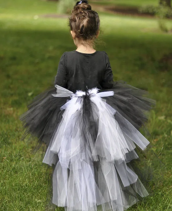 Фатиновая юбка-пачка для девочек; цвет черный, белый; детская одежда для дня рождения, фотосессии, Хэллоуина; костюм; юбка-пачка для выступлений; s