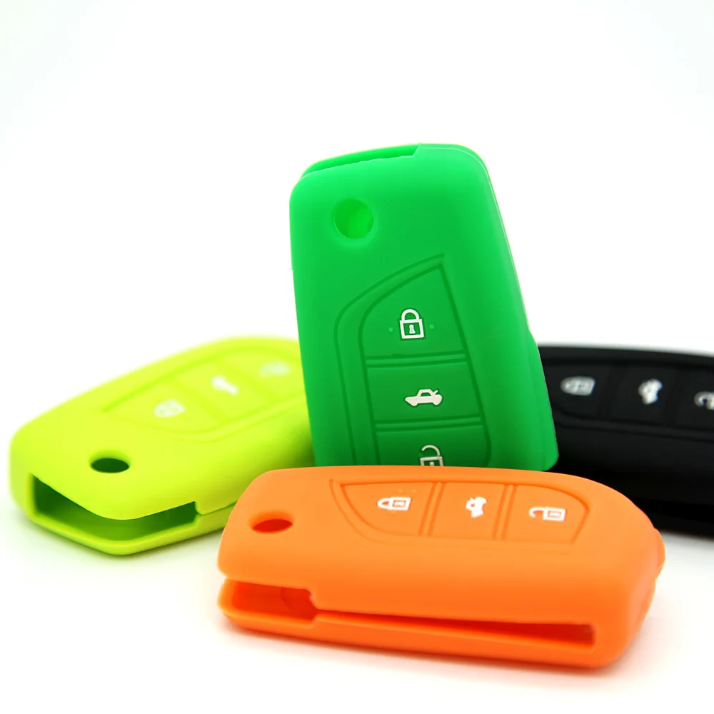 

3 Buttons Silicone Car Key Cover Case Shell Holder Fob Protector For Toyota Corolla Prado REIZ Crown RAV4 Yaris Camry Highlander