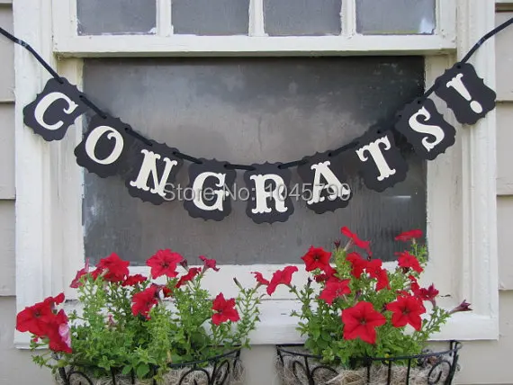 

Free Shipping 1 X CONGRATS Banner Wedding Photo Prop Sign Hanging Bunting Garlands Party Deco Supply