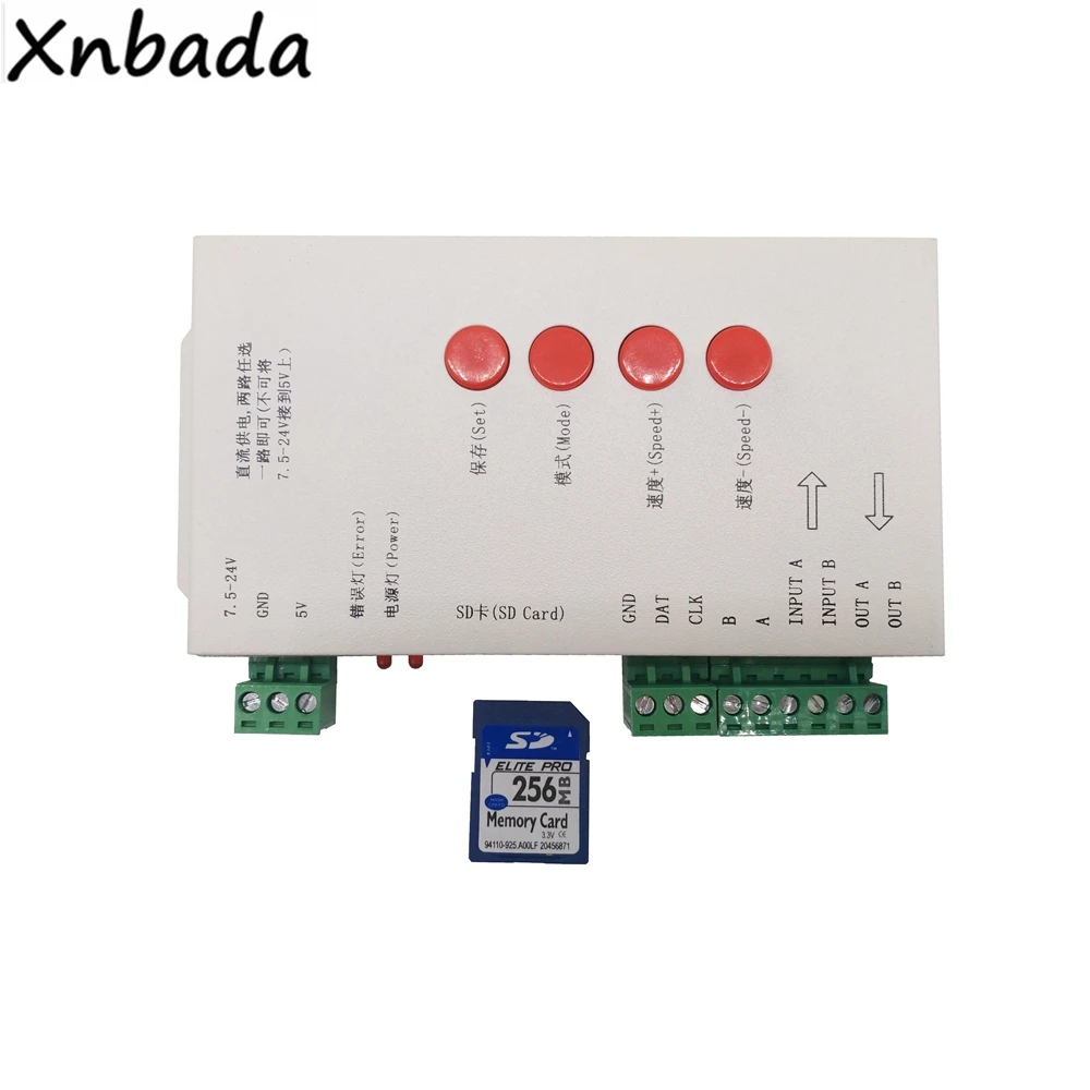 Светодиодная лента RGB контроллер T-1000S с 256 м SD карты 2048 Пиксели для WS2801 WS2811 WS2812B LPD6803 SK6812 светодиодные полосы DC5-24V