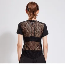 Сексуальный топ для йоги, женский спортивный топ для фитнеса, Женская кружевная рубашка с коротким рукавом для йоги, топ для фитнеса, бега, спортзала, женская футболка для тренировок