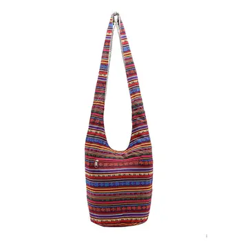

Women's Hippie Elephant Palm Print Handmade Hobo Tote Messenger Bag Sling Bucket Bag