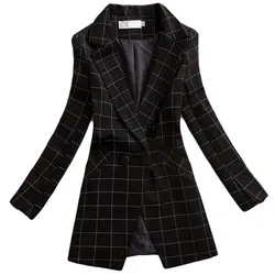 Brieuces BlackFemale blazer 2019 весна и осень новые Блейзер, женский пиджак тонкие средние-длинные клетчатые Длинные рукава Повседневный костюм пиджак