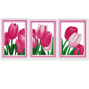 

Pink Tulip Cross Stitch Kit Including Aromas Splendid Beautiful Flowers Tulip Handmade diy Wall Decoration Paintings
