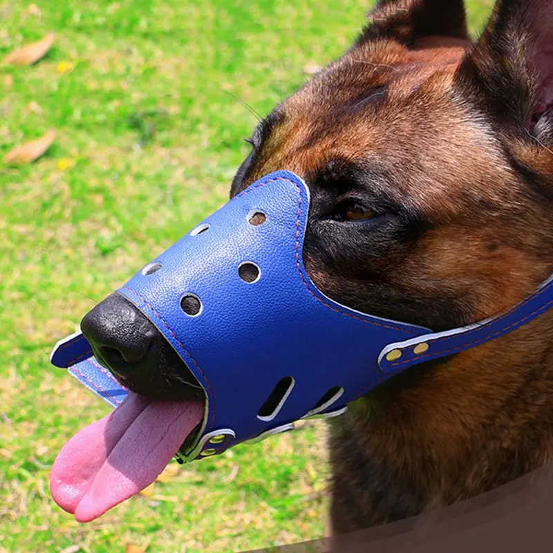 

Adjustable Breathable Mask PU Leather Pet Dog Muzzle Anti Bark Bite Chew Safety For Small Large Dogs Mouth Soft Muzzles Training