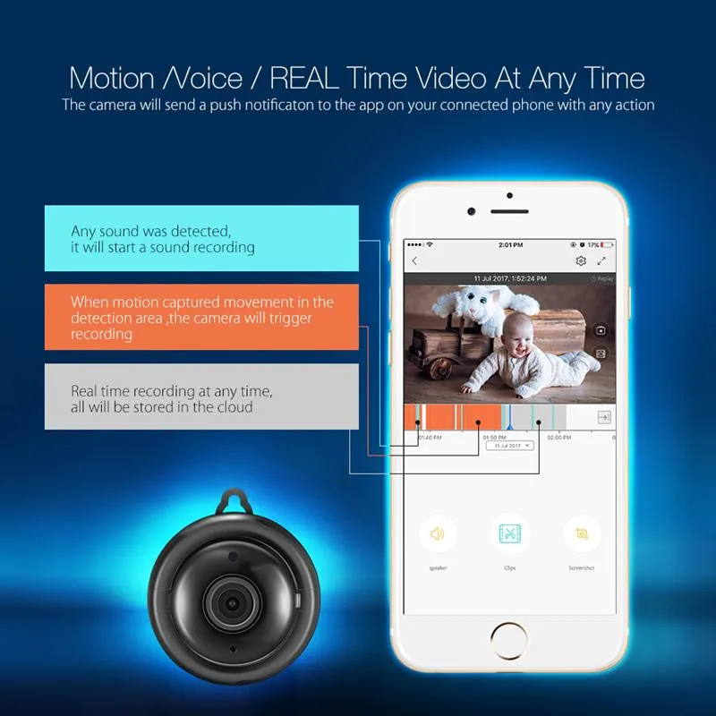 Digoo Dg-myq 2.1 Milímetros Lens 720p Mini sem Fio Wifi Visão Noturna Monitor do Bebê Câmera ip Onvif Segurança Casa Inteligente Monitor de 6 security ip