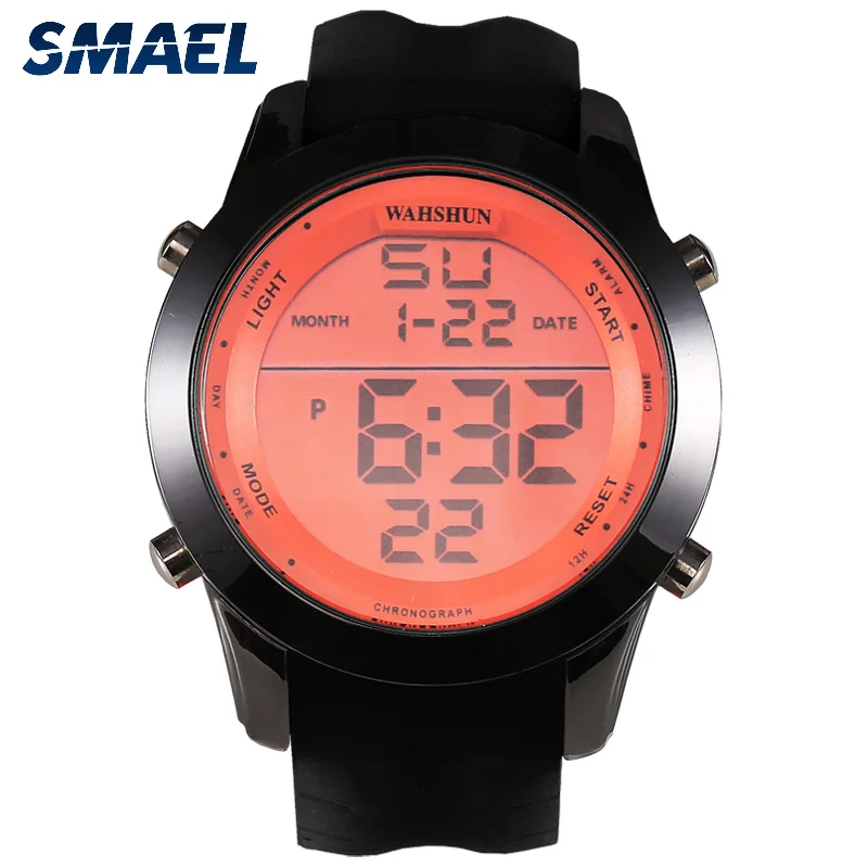 Спортивные часы для мужчин SMAEL часы мужские часы модный светодиодный цифровой дисплей наручные часы 30 ATM водонепроницаемые часы с хронографом 1076 - Цвет: Red