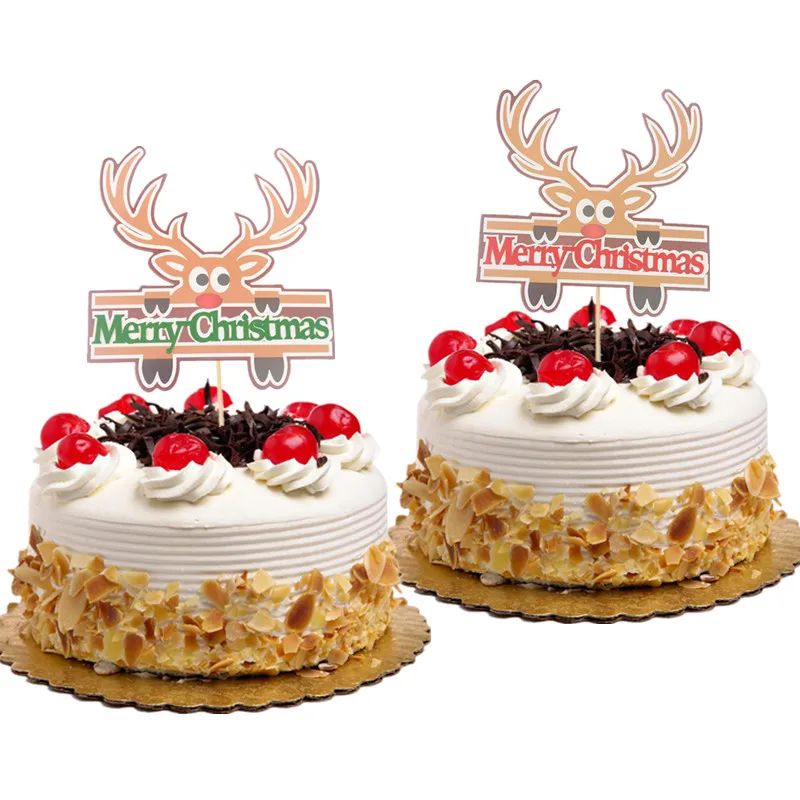 

Cake Topper Flags Merry Christmas Antlers Kids Happy Birthday Gold Cupcake Cake Toppers Wedding Party Baby Shower Baking DIY Red