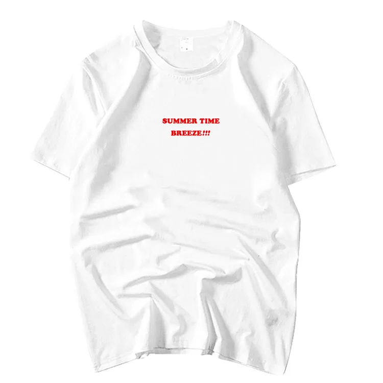 

Kpop wanna one kang daniel same summer time breeze printing o neck t shirt for suummer unisex loose short sleeve t-shirt