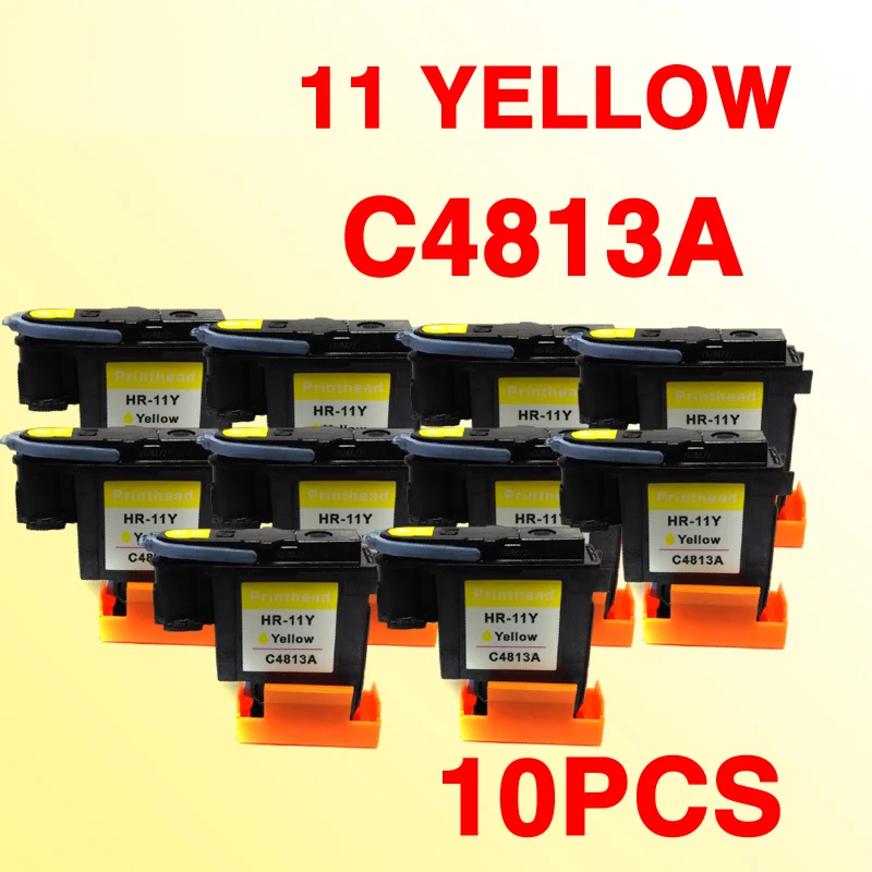 10x Желтая печатающая головка совместимая с принтером hp 11 C4813A hp1000 1200dn 500 800 |